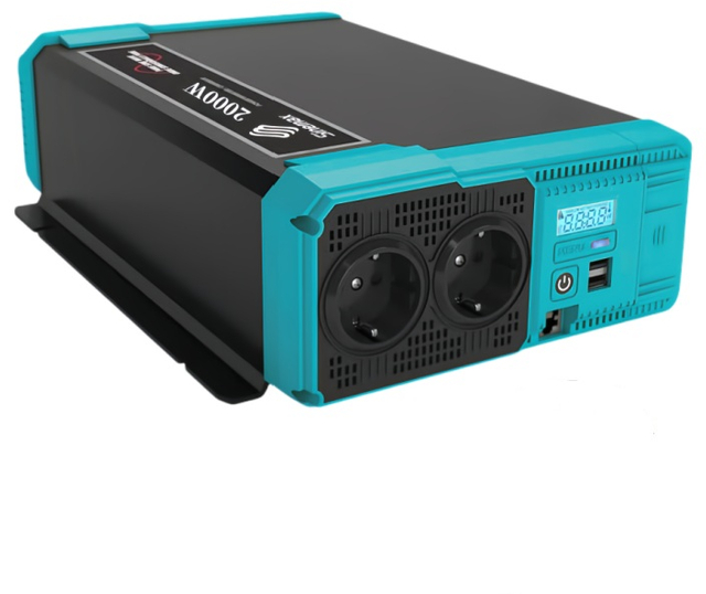 2000W ปิดตารางเพียวไซน์เวฟอินเวอร์เตอร์ DC12v เป็น AC 220v ซ็อกเก็ตสหภาพยุโรป