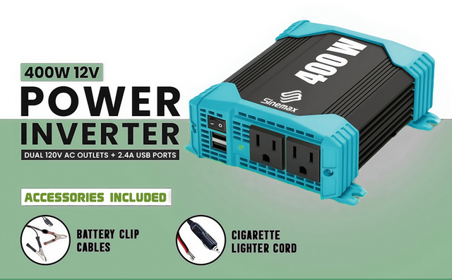 แบบพกพา 400W 12v 110v DC เป็น AC อินเวอร์เตอร์ไฟฟ้ารถยนต์ Sine Wave ที่ปรับเปลี่ยนได้ 